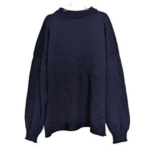 Guernsey 100% Wool Fisherman Knit Sweater Mens Size XXL Navy Blue British Isles